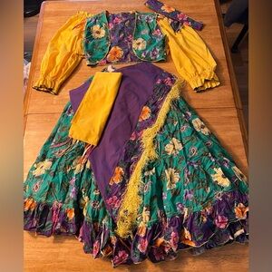 Gorgeous Gypsy Belly Dance Full Costume, Circle Skirt Middle Eastern Performance